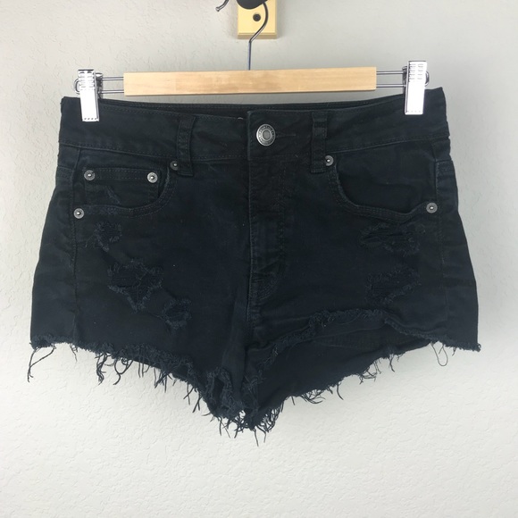 American Eagle Outfitters Pants - American Eagle Hi Rise Festival Black Cutoff Short